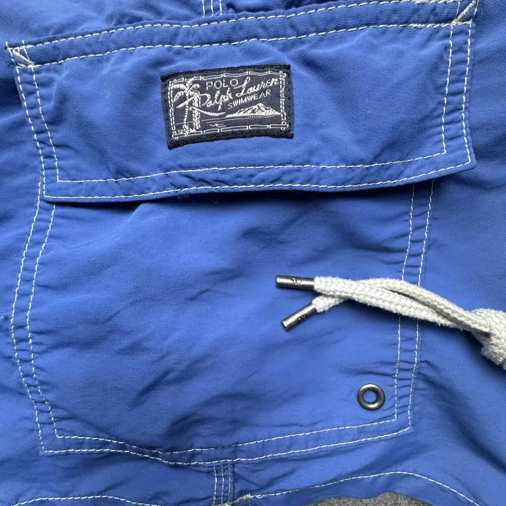Polo Ralph Lauren Shorts Mens Large Blue Swim Trunks Mesh Lined Cargo Pocket